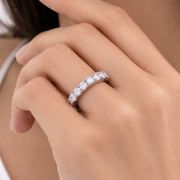 Celeste Line – טבעת מוסנייט חצי־נצח מכסף 925